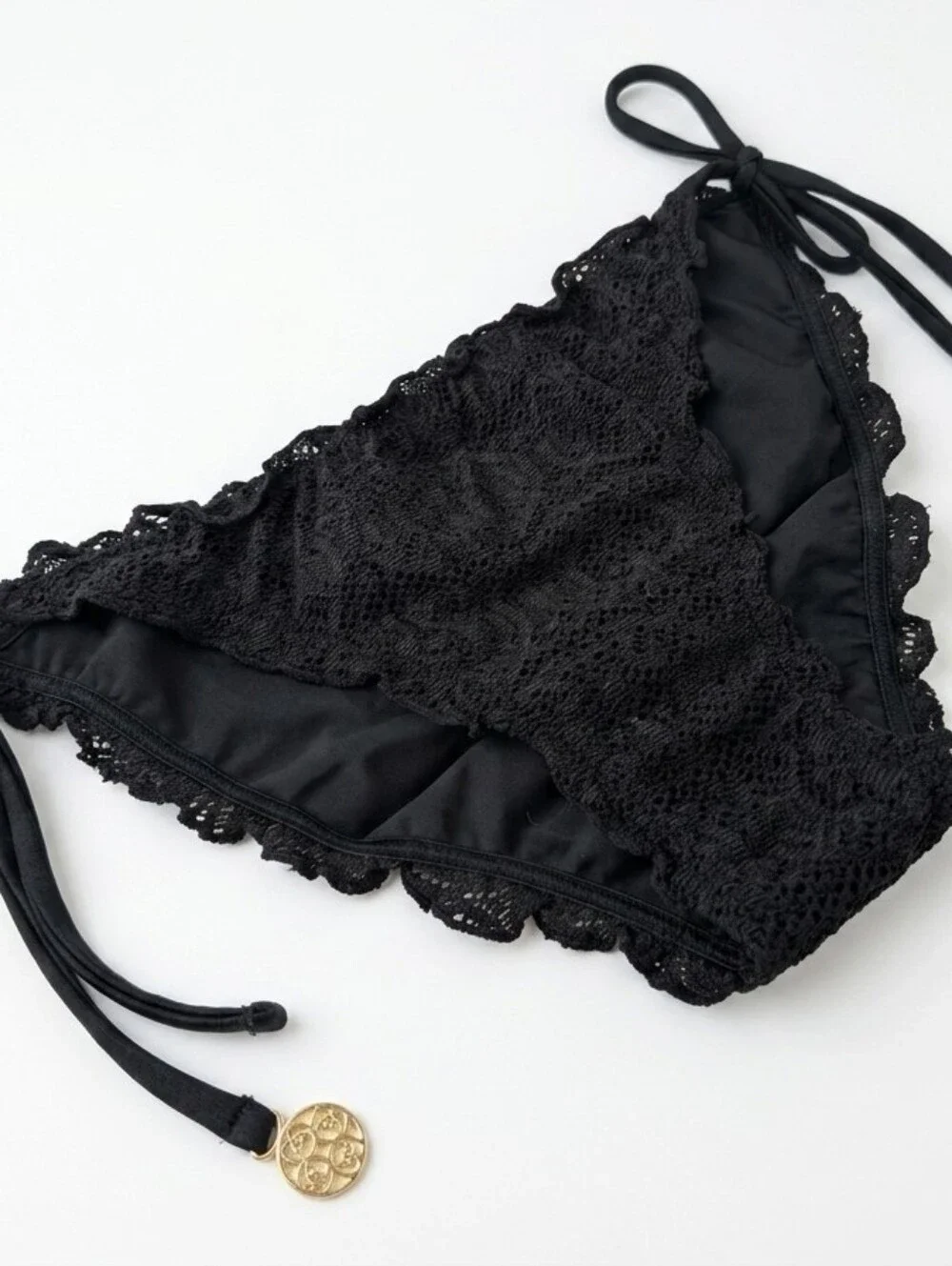 Black Tie-Side Bikini Bottoms - BOTTOM ONLY
